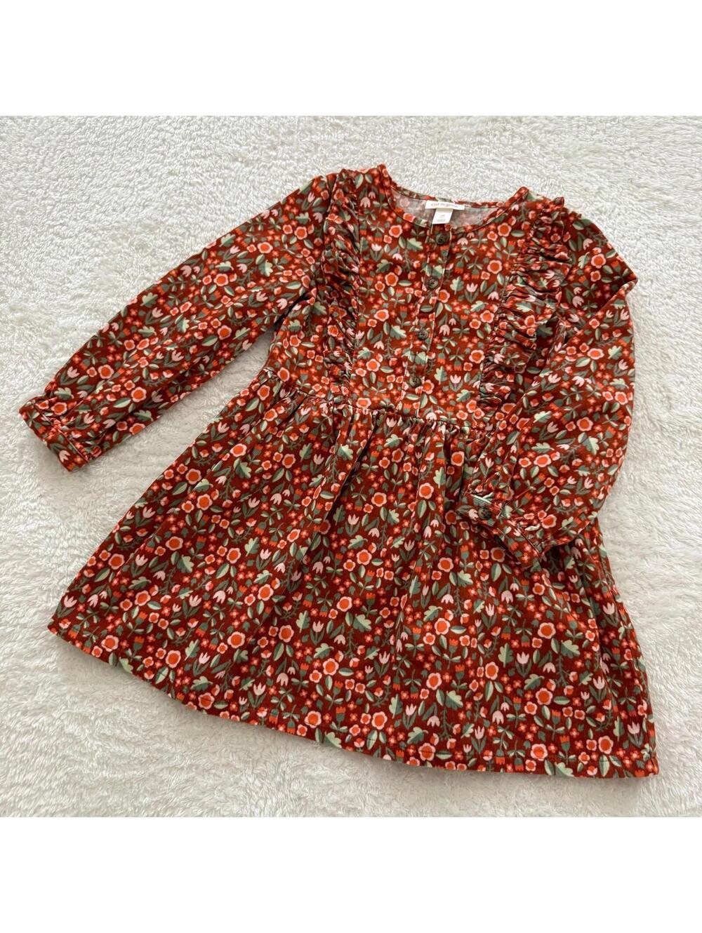 5t Floral Corduroy Dress